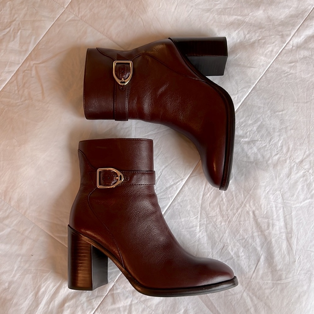 Johnston & Murphy - Hope Buckle Bootie - Size 7.5 M - Bordeaux Calfskin